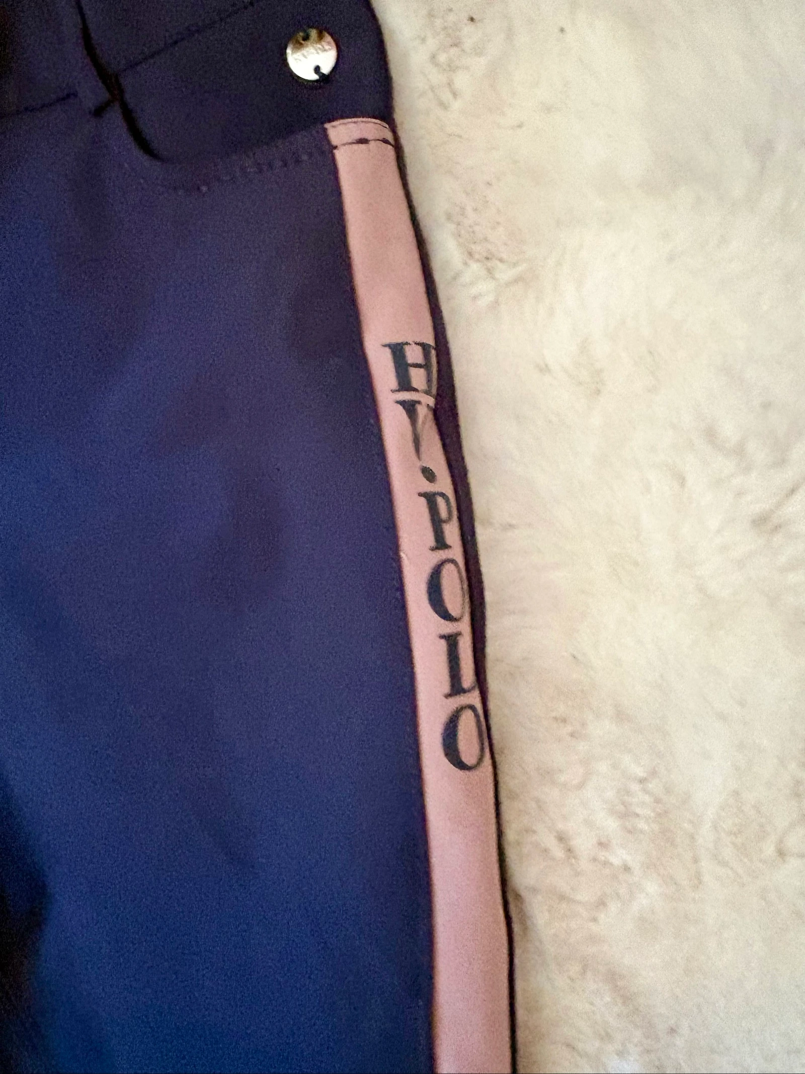 HV Polo Riding Trousers 34 / XS Full Grip Navy Blue Pink – Very Good Condition – photo 4